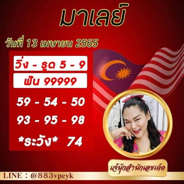 ภาพประกอบเลขเด็ดงวดนี้ - เจ๊นุ๊ก หวยมาเลย์ วันที่ 13 เมษายน 2565