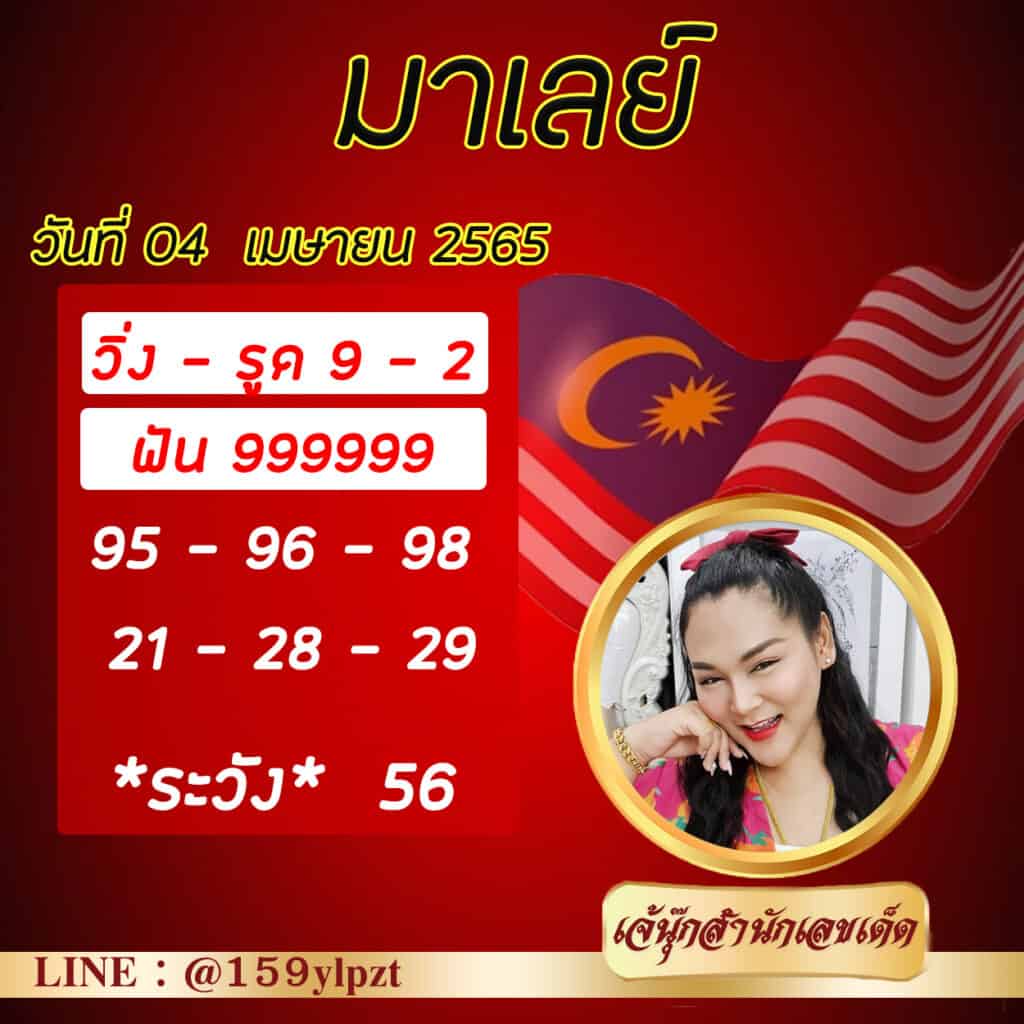 ภาพประกอบเลขเด็ดงวดนี้ - เจ๊นุ๊ก หวยมาเลย์ วันที่ 4 เมษายน 2565