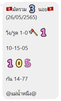 ภาพเลขเด็ดงวดนี้ - แม่น้ำหนึ่ง หวยฮานอยปกติ วันที่ 26 พฤษภาคม 2565