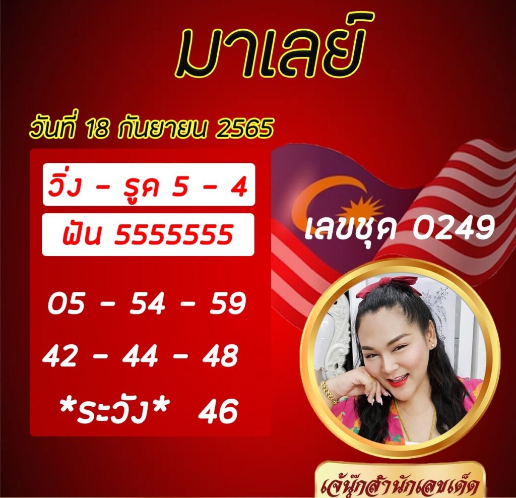 เลขเด็ดงวดนี้ - เจ๊นุ๊ก หวยซองฟรี หวยมาเลย์ วันที่ 18/9/2565