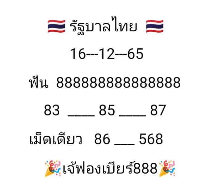 เลขเด็ดหวยรัฐบาลงวดนี้ "เจ๊ฟองเบียร์"  งวดวันที่ 16 ธันวาคม  2565