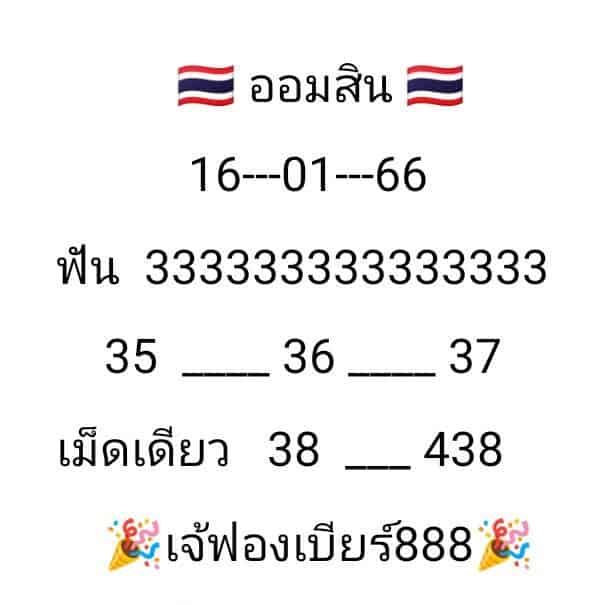 เลขเด็ด หวยออมสิน เจ๊ฟองเบียร์ วันที่ 16/01/2566